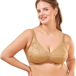 enamor Plunge Neck, Power Jacquard Lift, Women's Everyday Cotton-Rich Lined Full Support Minimizer Bra - All Day Comfort, Non-Padded, Wirefree, High-Coverage - F135-picture-30