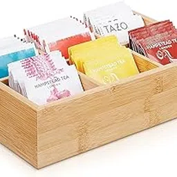 Tea Bag Organizer for Drawer,Bamboo Divided Tea Bag Container,Tea Bag Storage Holder for Office Kitchen Countertop Cabinet Pantry Drawer-picture-55