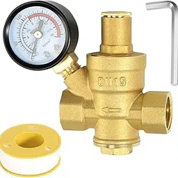 Water Pressure Regulator 1/2 inch with Gauge, Made of 100% High Hardness Brass, Adjustable Water Pressure Reducing Valve Water-picture-18