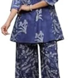 jisora Women's Pure Cotton Blue Printed Co-ord Set-picture-30