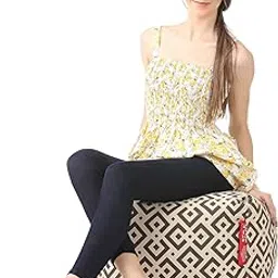 Style Homez Square Cotton Canvas Geometric Printed Bean Bag Ottoman Stool Large Cover Only, Brown Colour-picture-21