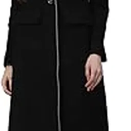 athena lifestyle Women and Girls Wool Regular Fit Black Casual Coat-picture-20