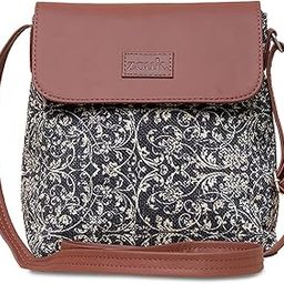 zouk Flap Sling Bag | Crossbody Bags for Women | Women's Handbags | Stylish | Vegan Leather Evening Bag | Travel & Office Use | Purse and Wallet | Lattice Lace Print-picture-14
