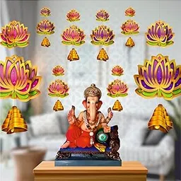 Shree Space Lotus Paper Lantern | Set of 12no | 3D DIY | Temple Decoration Kit | Festival Decoration-picture-12