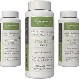 Sharrets Resonate 500mg - Trans Resveratrol Supplement, 3 x 30 Vegan Capsules- Swiss-made Ingredient for Optimal Health (Pack of 3)-image-56