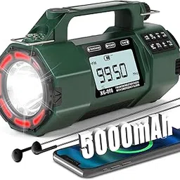 Emergency Weather Radio, 5000mAh Replaceable Battery, Solar Hand Crank Radio with AM/FM/SW/NOAA Alert, Sleep Timer Alarm Clock, Compass Cell Phone Charger, Headphone Jack, Flashlight and SOS Siren-picture-24