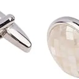 the tie hub White Mother of Pearl Cufflinks for Men with Round Design-picture-38