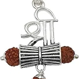 sahiba gems Pure Silver/Chandi Lord Shiva Damru Shree With Rudraksha Locket/Pendant For Men/Boys (Shiva Damru Shree)-picture-37