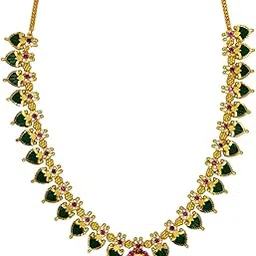 kollam supreme Kerala Traditional Gold Plated Brass Green Palakka Necklace For Womens-picture-17