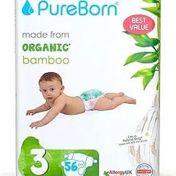 PureBorn Organic Bamboo Baby Diapers, M Size 3Y(5.5-8 Kg), 56 Count (Pack Of 1) Disposable Super Soft & Maximum Leakage Protection, Comfortable Nappies-picture-11