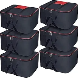 ShubhKraft Moisture Proof Nylon Large Size Underbed Storage Bag/Cloth Organiser/Cloth Storage Bag with Zip Closure and Handle (Pack of 6)-picture-12