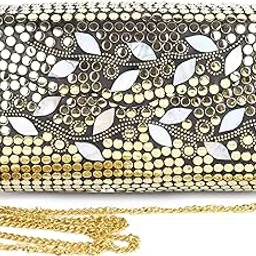 parato Handmade Metal bag Golden SQ sheep leaf style Latest Shoulder Bag Clutch for girls and women-picture-10