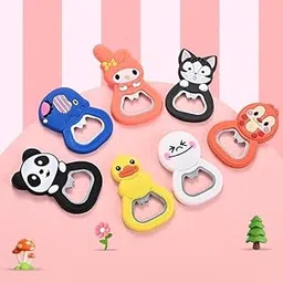traveessentialz 3 pc Bottle Opener Fridge Magnet Set for Home or Travel Use | Beer Opener Bar Tool Accessories | Any 3 Random Designs Will Be Sent | Cute Silicon Bottle Opener Stylish-picture-56