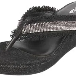 mochi Women Denim Embellished Fashion Platforms Sandal image 1