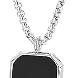 tulipmash Sleek Square Black Locket Pendant: Stylish Chains for Boys and Men-picture-56