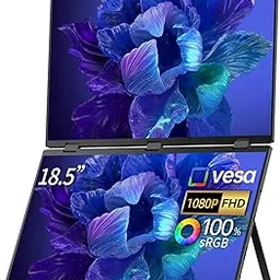18.5" Triple Screen Portable Monitor Set 120Hz, 100% sRGB, 1080P HDR - 330° Rotation, Folding Design Versatile Solution for Laptop, PC, Phone, Game Console Includes Stand and VESA Mount Plug and Play-picture-44