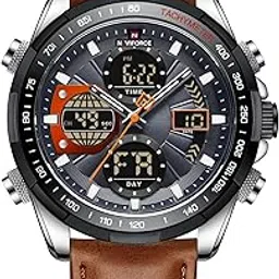 naviforce Men Analog Digital Chronograph Dual Display Leather Strap Quartz Watch -NF9197 (Multicolor)-picture-39