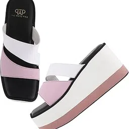 the white pole Ravishing Comfortable Slip on Platform Light Weight Trendy Chunky High Heels For Women & Girls-picture-56