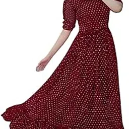 anveri textiles Women's Georgette Half Sleeve Round Neck Flared Casual Formal Gown | Printed Georgette Stitched Flared/A-line Gown-picture-33