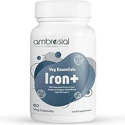 Ambrosial Iron Tablets High Strength 25mg| Iron Supplement for Women & Men| Blood Support & Helps Reduce Tiredness & Fatigue | Enhanced Absorption & Non - Constipating (Pack of 1-60 Capsules)-picture-32
