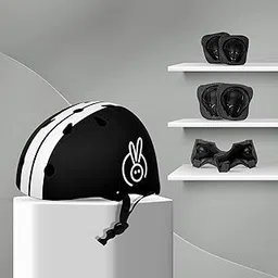 R for Rabbit Safe Play Set for Kids | Helmet with Knee Pads, Elbow Pads & Wrist Guards Safety Certified, Lightweight, Adjustable | Skating, Cycling, Scooter, Age 3-7 Years Boys & Girls (Black Sports)-image-87