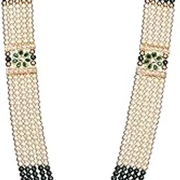 raadhe creation Five Layers Maroon,Green And White Pearl Beads Dulha Groom Sherwani Necklace/Moti Mala for Men For Wedding-picture-29