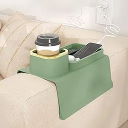 EKYLIP Couch Arm Table Tray with Phone & Tablet Holder Premium Clip-On Sofa Arm Tray for Snacks, Drinks, Remotes, and More Perfect Sofa Side Table for Living Room Comfort (Pistachio)-picture-18