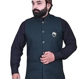 new look fashion Men's Stylish Nehru Jacket ? Ethnic Sleeveless Waistcoat for Festive & Formal Wear, Suitable for weddings, festivals, parties, and formal events-picture-15