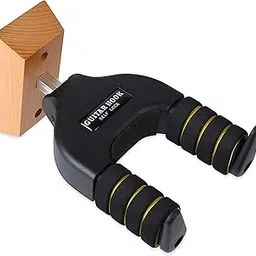 Guitar Stand Folding with Padded Foam Fit Acoustic Guitar, Bass Guitar, Electric Guitar, Banjo, Ukulele, Mandolin, Violin and More, Plastic (Premium Brown, Square Base Woodan Guitar Hanger)-image-7