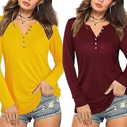 prinkle Women's Regular Fit Pure Cotton V Neck Full Sleeves T-Shirt-picture-12