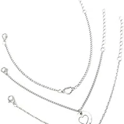 Hollow Hang Heart Round Snake Tassel Multi Chain Lightweight Anklet | Silver-image-63