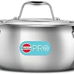 Hawkins Pro 2 Litre Handi with Lid, Triply Stainless Steel Sauce Pan for Cooking and Serving Biriyani, Silver (PSH20S) image 1
