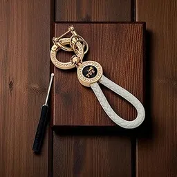 jsr enterprises JSR Premium Leather Golden Rings Stone Studded Luxury Keychain And Keyring Compatible With TVS image 1