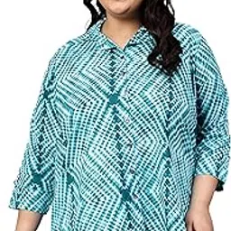 indietoga Women's Plus Size Casual Longline Cotton Shirts (2XL to 7XL)-picture-26