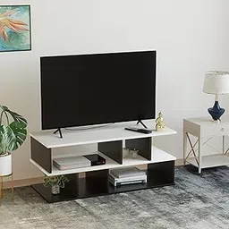 Burlyworth Casco Engineering Wood Floor Standing TV Entertainment Unit Set Top Box Stand, TV Cabinet with Storage Shelves, (Wenge & White) for Upto 32, 42, 43, Inches (Wenge & White)-picture-22