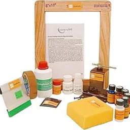 sumikrafts Screen Printing kit for Beginners:Wooden Frame Small 8"x10" pre Stretched mesh no 16+Single Hinge Table clamp+6 Assorted Pigment Dyes+Sponge (Option 3)-image-6