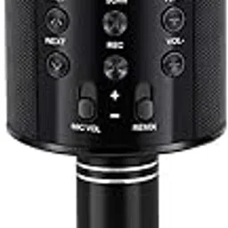 Kids Advance Handheld Wireless Singing Mike Multi-Function Bluetooth Karaoke Mic with Microphone Speaker for All Smart Phones (Gold) (Black)-image-30