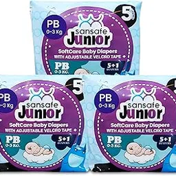 Sansafe Junior SoftCare Baby Diapers | Premature baby | Pack of 3 (Include 5 Daipers each) |Baby diapers for sensitive skin | Leak-proof baby diapers | Overnight protection baby diapers. (XXS)-picture-54