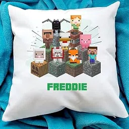 CRAFT MANIACS MINNNECRAFT Personalised Name 16 * 16 Pillow with Cover | UBER Cool Merch for Gamers image 1