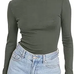 trendy queen Women's Turtleneck Long Sleeve Shirts Fall Fashion Basic Layering Slim Fit Soft Thermal Underwear Tops-picture-38