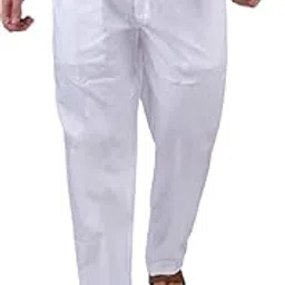 swayansiddha Front Open White Cotton Pyjama with Side Pockets for Men (Small)-picture-15