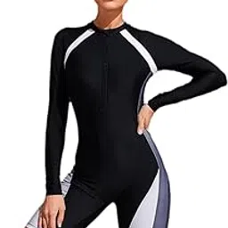 seocsing Women's One Piece Swimsuit Rash Guard Long Sleeve Swimming Suits Front Zipper Bathing Suit with Boyleg Bottom-picture-42