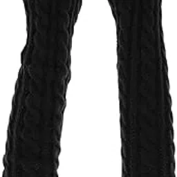 2xWomen Winter Knit Long Fingerless Gloves Thumbhole Arm Warmer Mittens Black-image-93