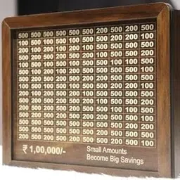 KHUSUBHDECOR Wooden Money Saving Box, Piggy Bank with 100000 Rupees Savings Chart, Decorative Coin Collection Box-picture-10