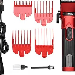 WMARK NG-121 Professional Zero Gapped Hair Trimmer Digital Display Self Sharpening Blade 6500/7000 RPM 2 Speed Magnetic Motor 4 Guide Comb Taper Lever Adjustment Runtime 240 Min 2000 Mah Battery, Red-picture-13