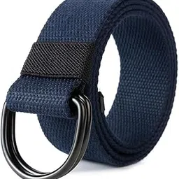 fizzoqi Elastic Canvas Belt with Double D Buckle | Adjustable Casual Belt for Men, Perfect for Jeans, Casual Pants, and Workwear (120cm) image 1