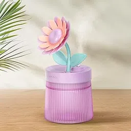 Cute Flower Mini Humidifier, 260ml Sunflower Desktop Humidifiers for Bedroom, Portable Small Cool Mist Humidification For Home, Baby Nursery, Office & Indoor Plants (Purple)-picture-12