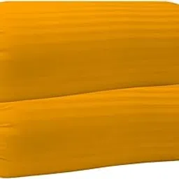 Trance Home Linen 100% Cotton 16X32 Inch 200TC Striped | Round Bed Side Long Bolster Pillow Cover to Fit 24" Length 9" Dia | Pack of 2 Bolster Cover Only (16X32 Inch, Mustard Yellow) 2 Pieces-picture-15