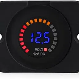 WATERWICH Waterproof 12V DC Voltmeter Color LED Digital Display With Flat Panel Volt Meter Voltage Meter Scale Gauge Battery Tester for Marine Car Motorcycle Truck Boat RV-image-2