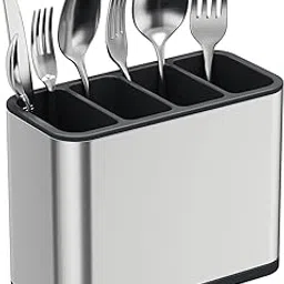 TESOT Silverware Caddy Utensil Caddy Spoon Holder with 4 Divided Compartments, Sturdy Stainless Steel, Rust Proof-picture-25